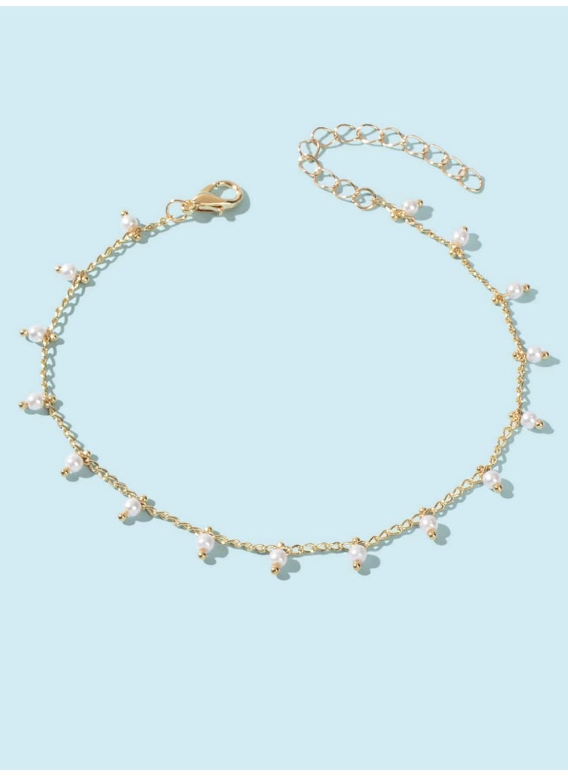 ڤيا خلخال أنيق مزين بحبات لؤلؤ صناعي ناعمة، يمنح القدم لمسة أنثوية كلاسيكية مثالية للشاطئ والإطلالات الصيفية. - Image 5